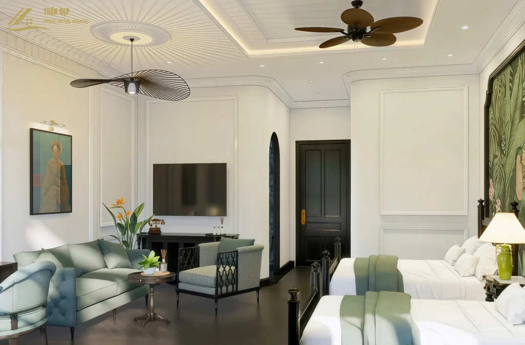 Trần đẹp Phúc Hưng Khang Ninh Bình thi công tại La Charm Tam Cốc Ninh Bình