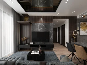 Thiết kế nội thất phòng khách phong cách sang trọng tại Nội thất mộc Vũ Gia